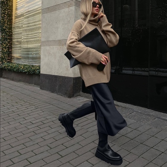 Zara Black Lug Sole Boots NWT - Picture 14 of 16